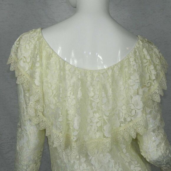 Jessica McClintock Gunne Sax Size Medium Dress Ivory Lace Vintage - Picture 8 of 11